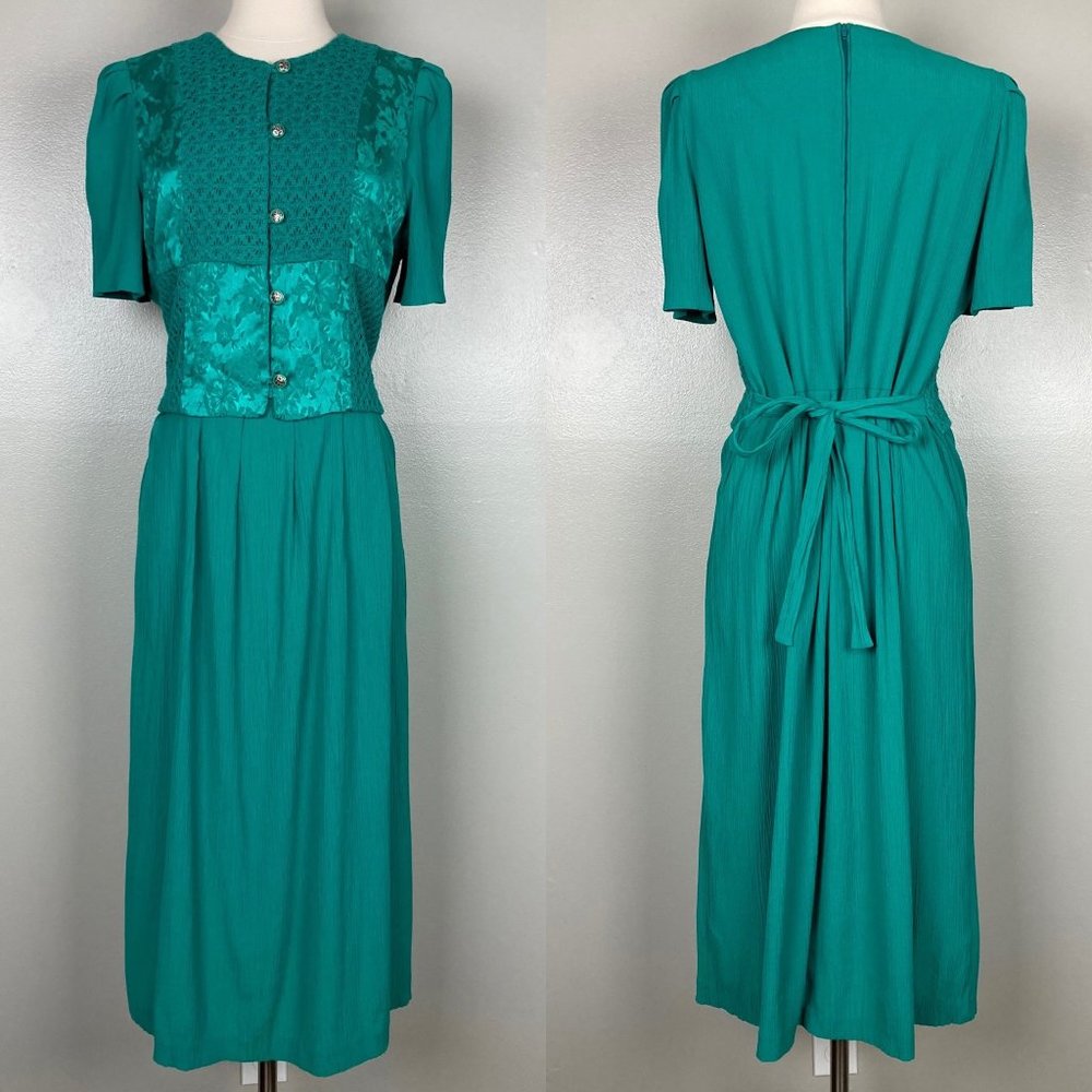 MISS DORBY - 12P - Vintage Green Short Sleeve Dress